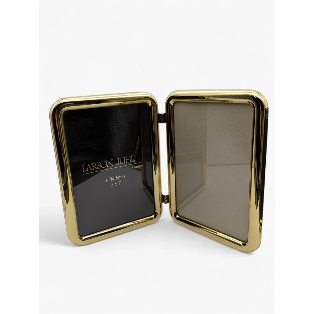 Larson Juhl‎ Solid Brass 5x7 Picture Frames Set Bifold + Stand Vintage